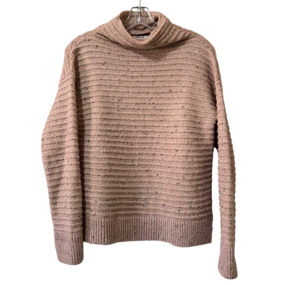 Madewell Women Sweater Size XXS Pink Wool‎ Blend Ribbed Knit Mock Neck Cozy City